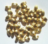 50 7x4mm Gold Plated Corrugated Oval Metal Beads